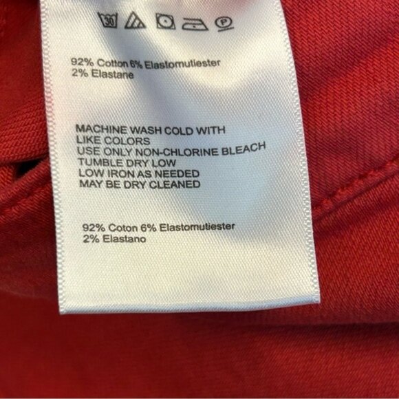 Anthropologie Pilcro and the Letterpress Coral Red Script Faded Crop Raw Hem 30 - Picture 10 of 16